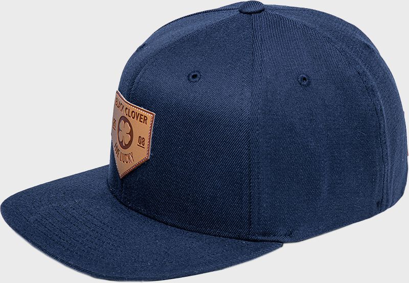 Rawlings Black Clover Leather Patch Flat Bill Hat